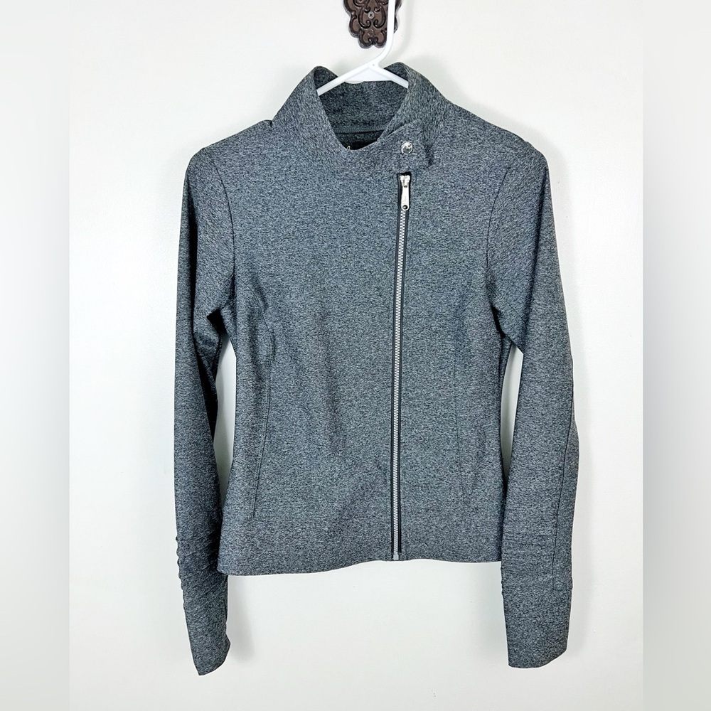 Sam Edelman Full Zip Athletic Jacket Space Dye Gray Medium